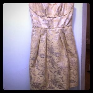 BCBG yellow gold strapless ./wear with strap dress